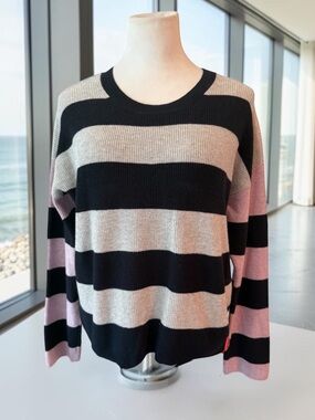 LISA TODD Cashmere Cotton Striped Sweater Size LARGE